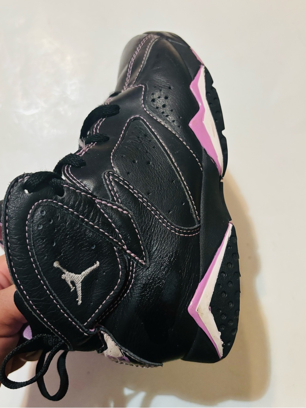 Jordan Kids Black and Pink High-Top Sneakers